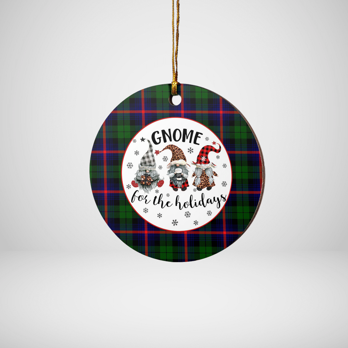 Clan Urquhart Modern Tartan Tartan Crest Gnome Round Ceramic Ornament YW62 Urquhart Modern Tartan Tartan Christmas   