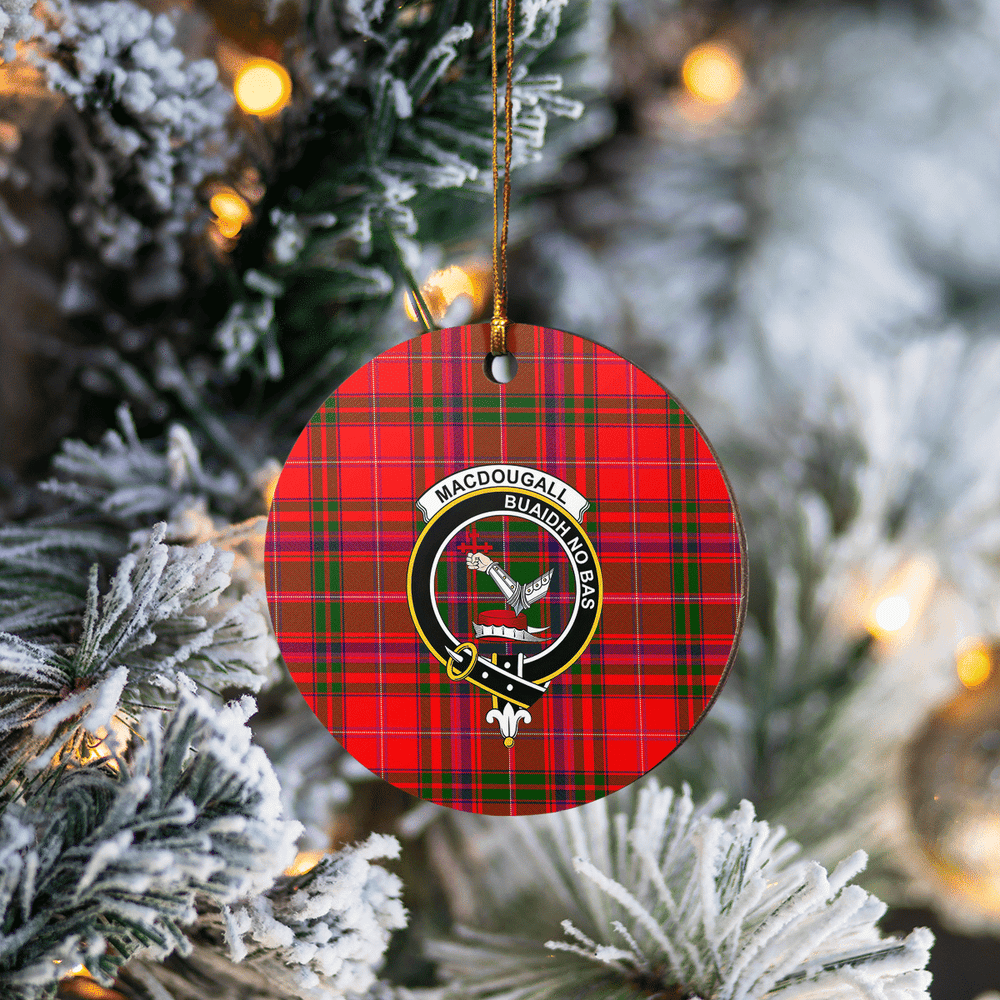 Clan MacDougall Modern Tartan Crest Round Ceramic Ornament OD89 MacDougall Modern Tartan Tartan Christmas   
