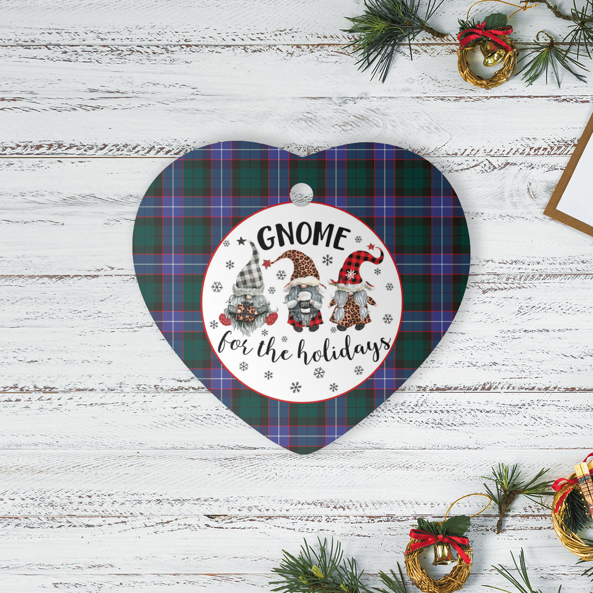 Clan Hunter Modern Tartan Tartan Crest Gnome Heart Ceramic Ornament UA85 Hunter Modern Tartan Tartan Christmas   