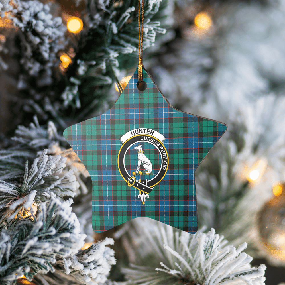 Clan Hunter Ancient Tartan Crest Star Ceramic Ornament VJ99 Hunter Ancient Tartan Tartan Christmas   