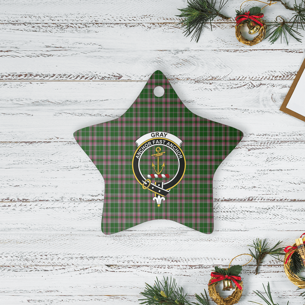 Clan Gray Hunting Tartan Crest Star Ceramic Ornament QJ14 Gray Hunting Tartan Tartan Christmas   