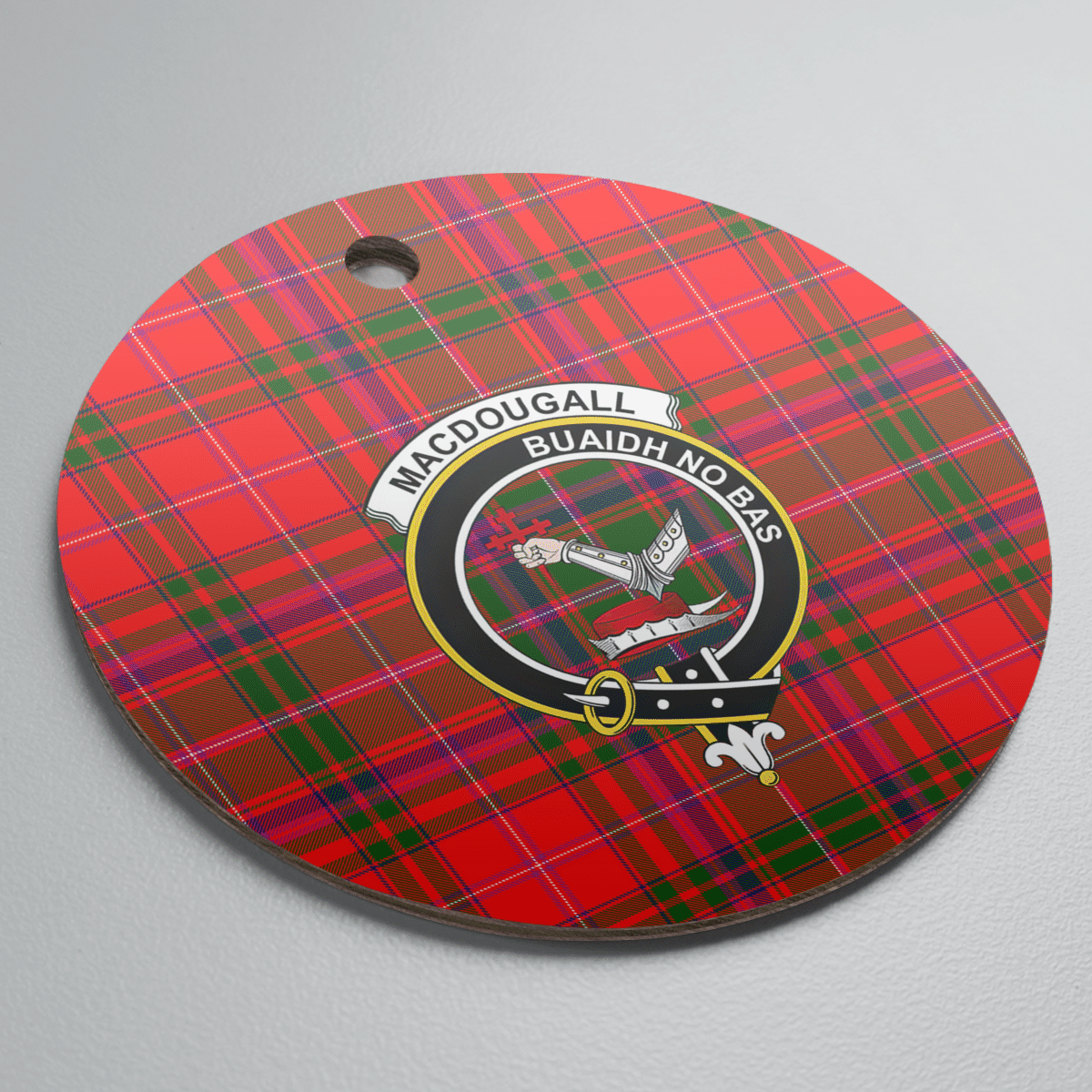 Clan MacDougall Modern Tartan Crest Round Ceramic Ornament OD89 MacDougall Modern Tartan Tartan Christmas   