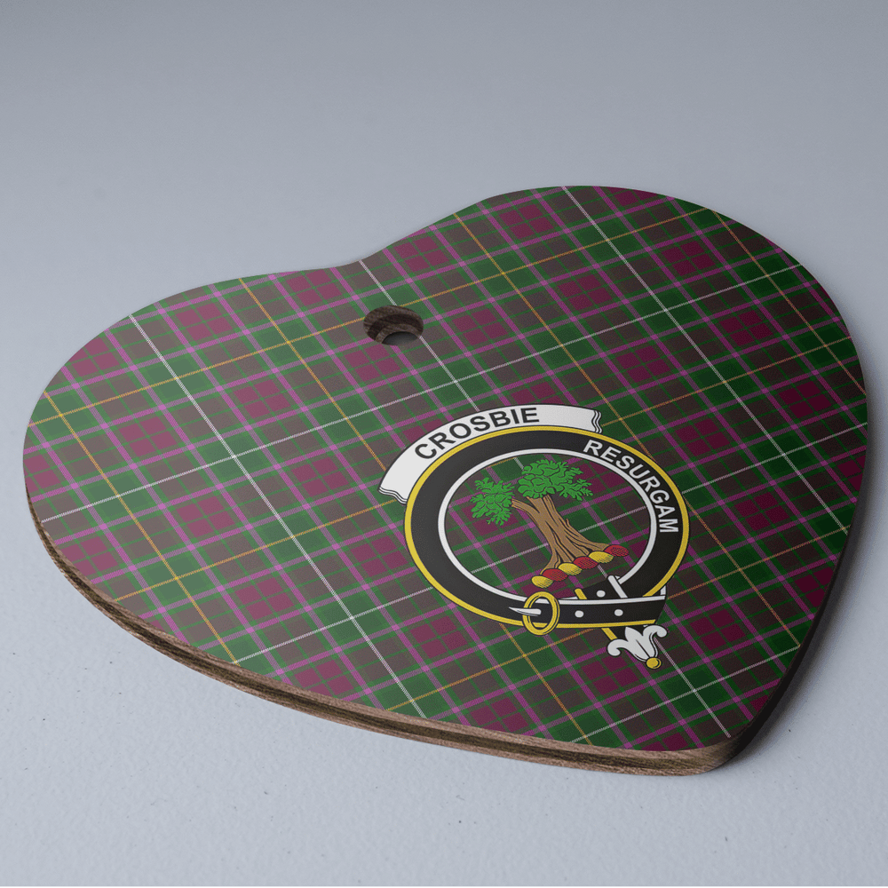 Clan Crosbie Tartan Crest Heart Ceramic Ornament RR44 Crosbie Tartan Tartan Christmas   