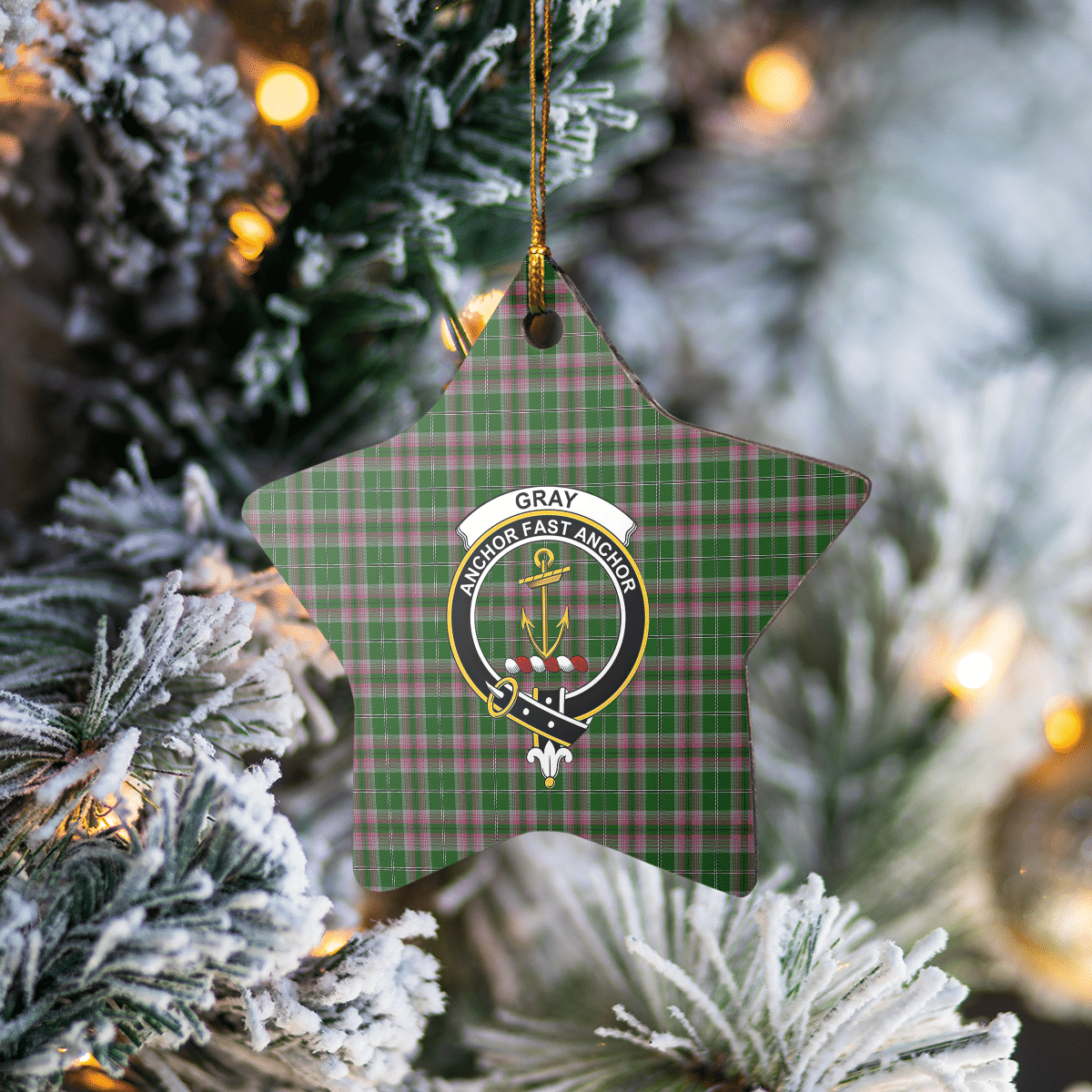 Clan Gray Hunting Tartan Crest Star Ceramic Ornament QJ14 Gray Hunting Tartan Tartan Christmas   