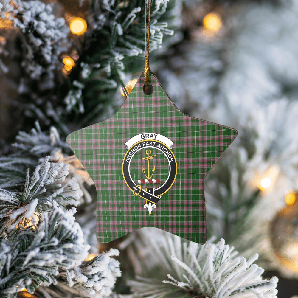Clan Gray Hunting Tartan Crest Star Ceramic Ornament QJ14 Gray Hunting Tartan Tartan Christmas   