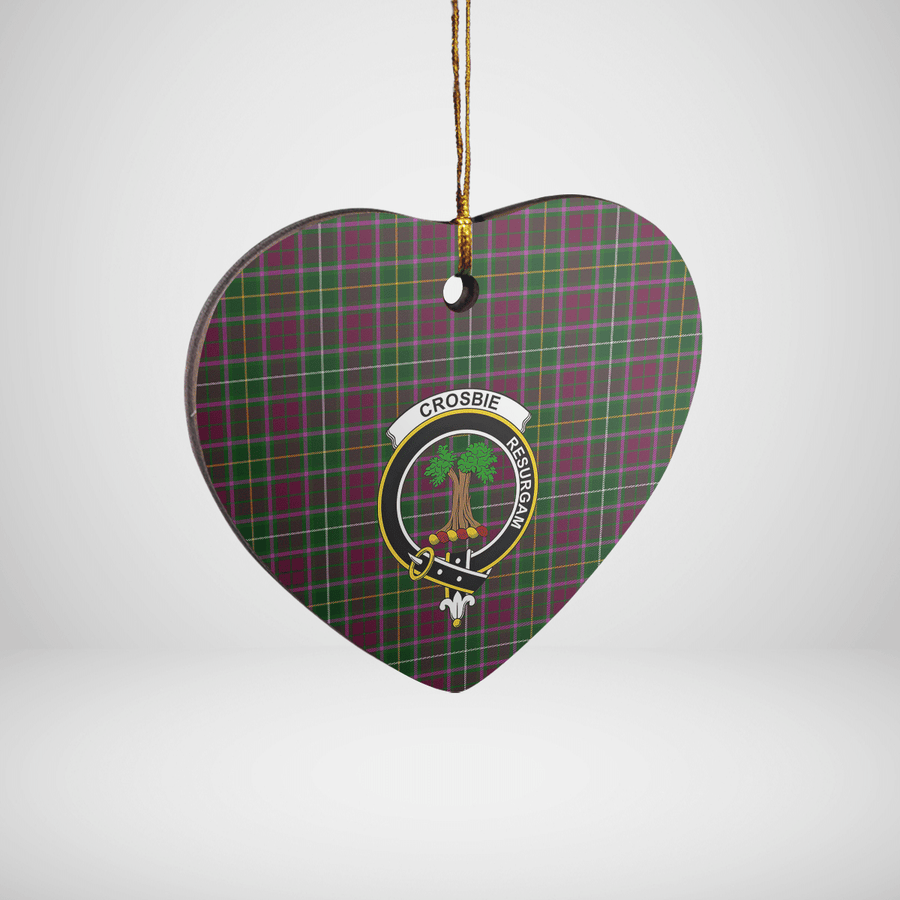 Clan Crosbie Tartan Crest Heart Ceramic Ornament RR44 Crosbie Tartan Tartan Christmas   