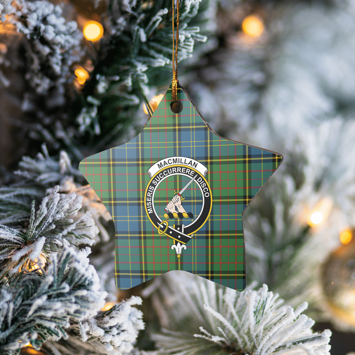 Clan MacMillan Hunting Ancient Tartan Crest Star Ceramic Ornament MY95 MacMillan Hunting Ancient Tartan Tartan Christmas   