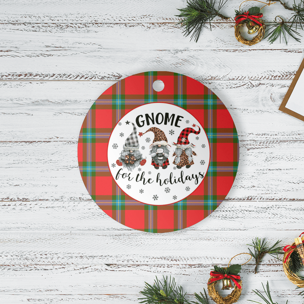 Clan MacLaine of Loch Buie Tartan Tartan Crest Gnome Round Ceramic Ornament TN35 MacLaine of Loch Buie Tartan Tartan Christmas   