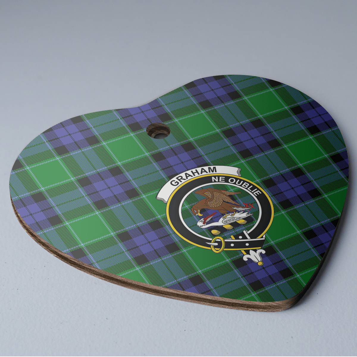 Clan Graham of Menteith Modern Tartan Crest Heart Ceramic Ornament LX82 Graham of Menteith Modern Tartan Tartan Christmas   