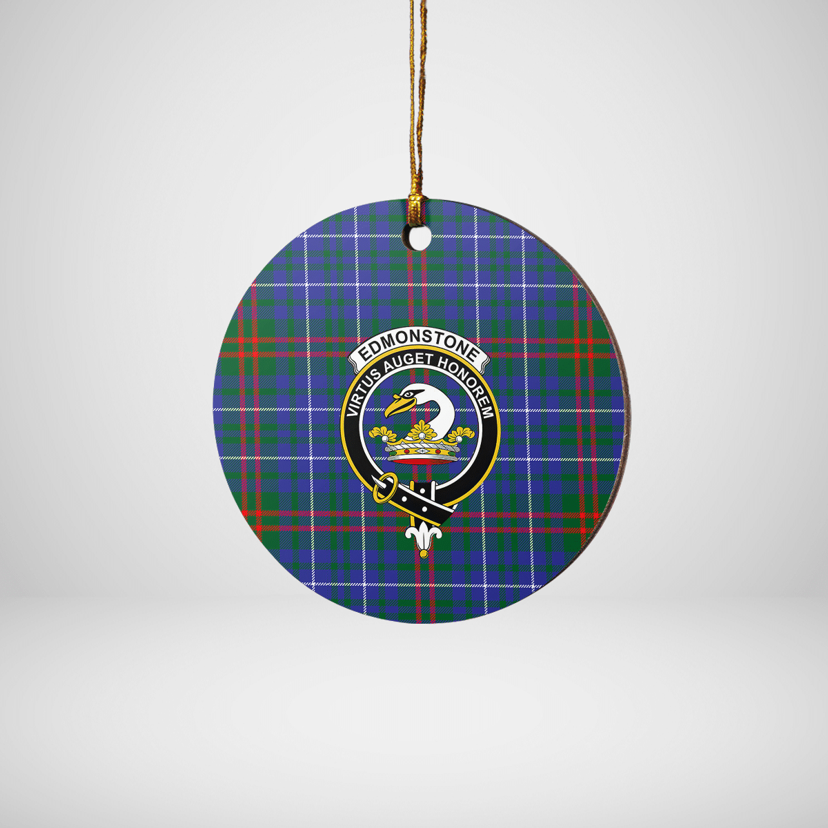 Clan Edmonstone Tartan Crest Round Ceramic Ornament BP74 Edmonstone Tartan Tartan Christmas   