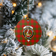 Clan Dewar Tartan Crest Round Ceramic Ornament TZ76 Dewar Tartan Tartan Christmas   
