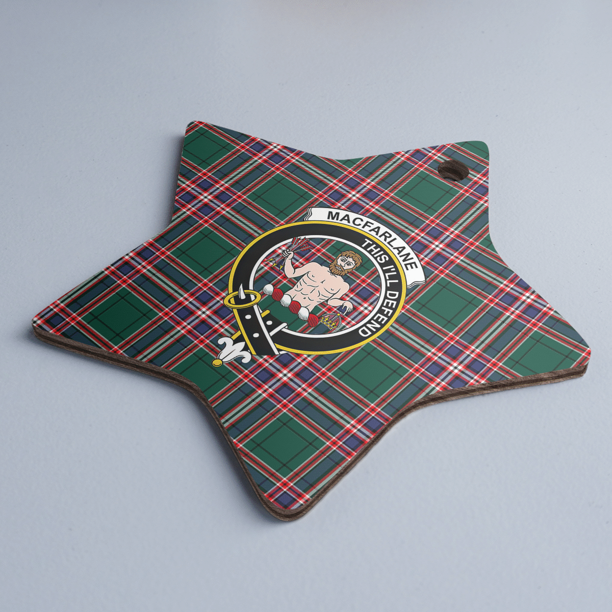 Clan MacFarlane Hunting Modern Tartan Crest Star Ceramic Ornament AA17 MacFarlane Hunting Modern Tartan Tartan Christmas   