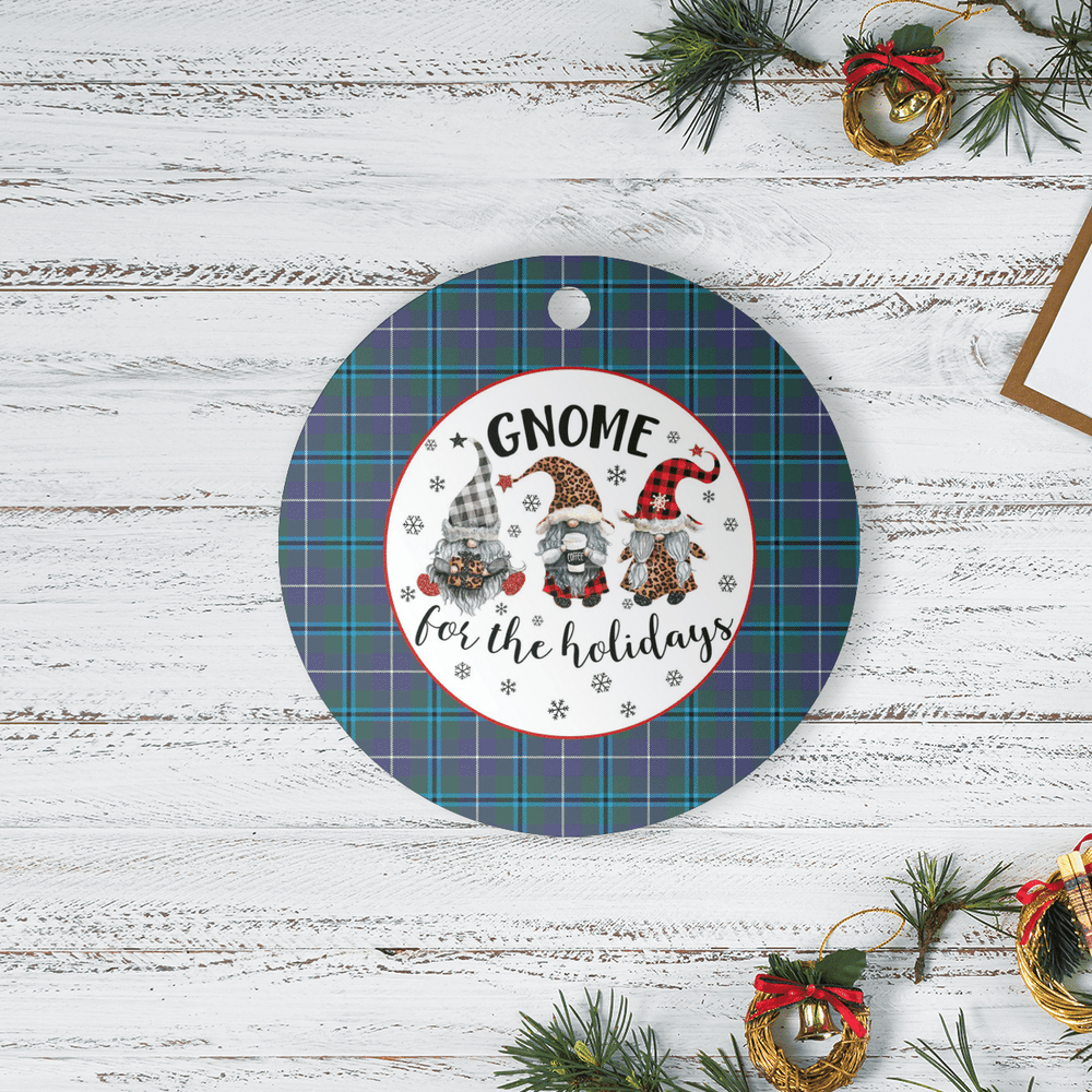 Clan Sandilands (Douglas) Tartan Tartan Crest Gnome Round Ceramic Ornament KG24 Sandilands (Douglas) Tartan Tartan Christmas   