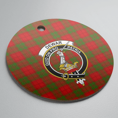 Clan Dewar Tartan Crest Round Ceramic Ornament TZ76 Dewar Tartan Tartan Christmas   
