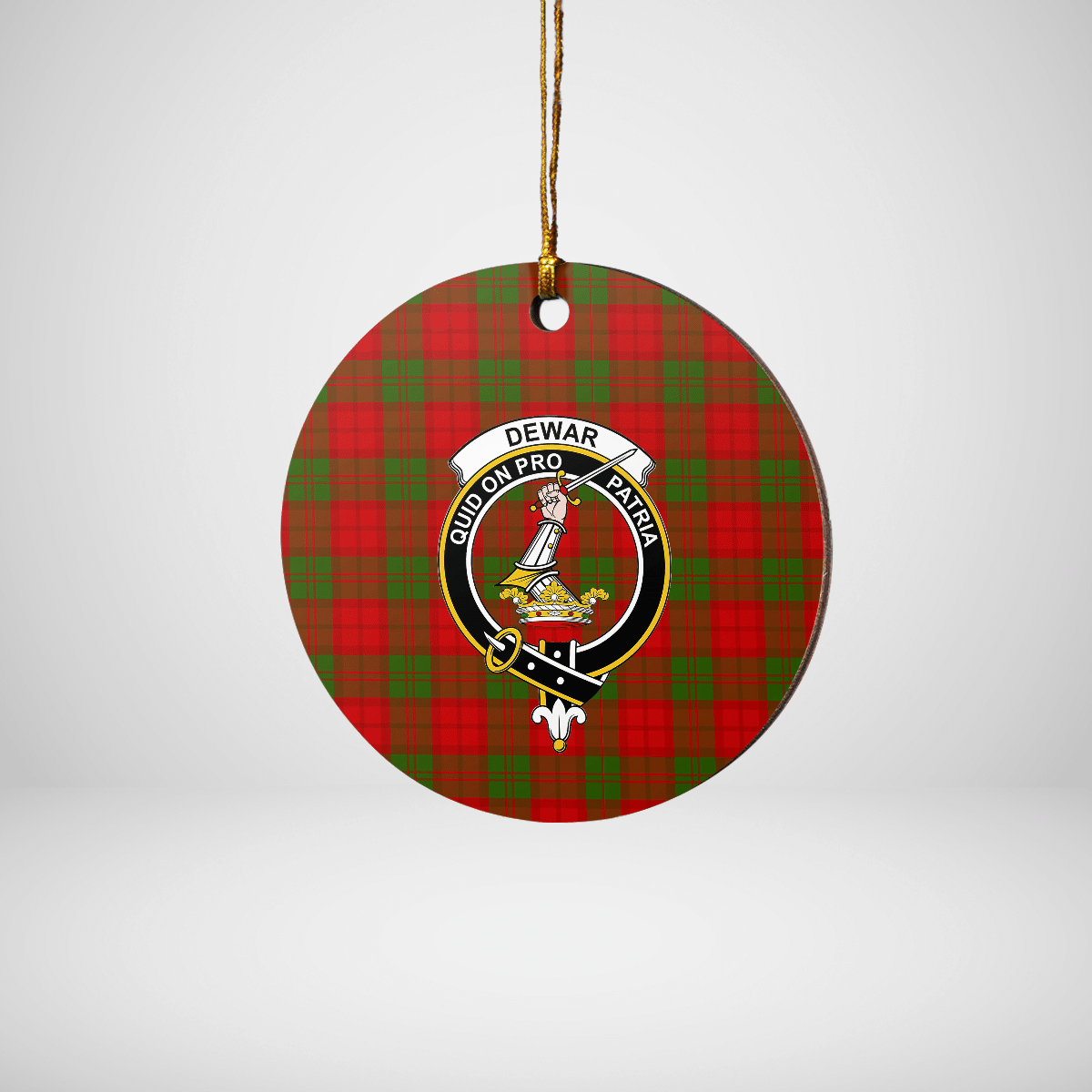 Clan Dewar Tartan Crest Round Ceramic Ornament TZ76 Dewar Tartan Tartan Christmas   