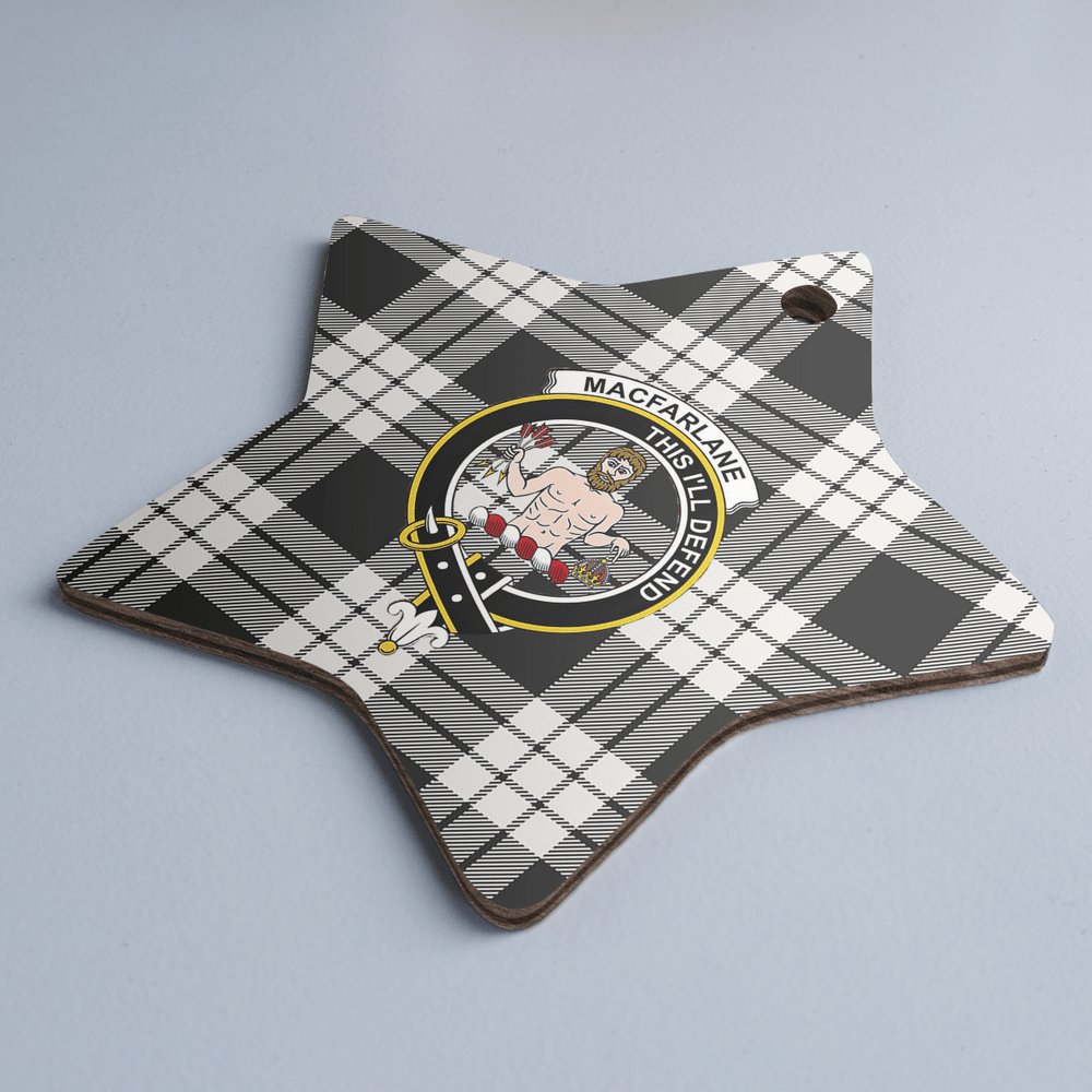Clan MacFarlane Black & White Ancient Tartan Crest Star Ceramic Ornament WF44 MacFarlane Black & White Ancient Tartan Tartan Christmas   