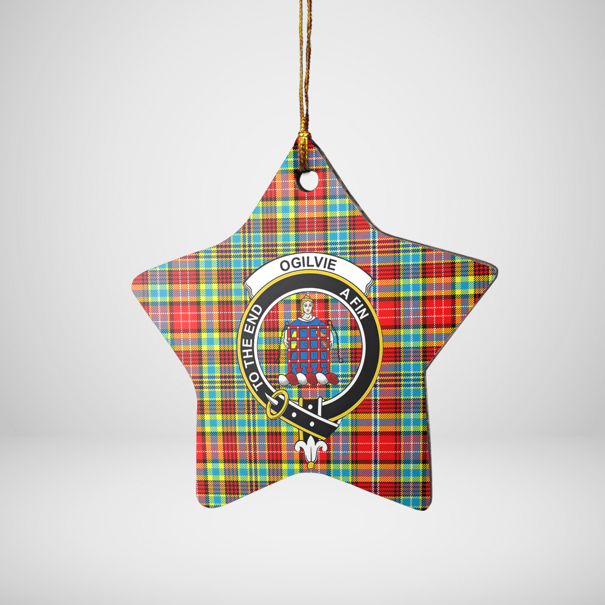Clan Ogilvie Tartan Crest Star Ceramic Ornament AA39 Ogilvie Tartan Tartan Christmas   