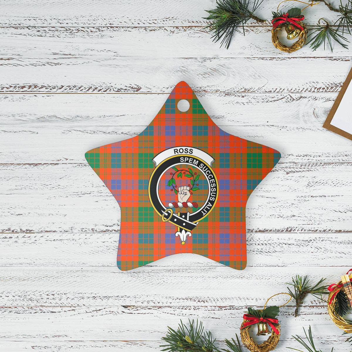 Clan Ross Ancient Tartan Crest Star Ceramic Ornament VG46 Ross Ancient Tartan Tartan Christmas   
