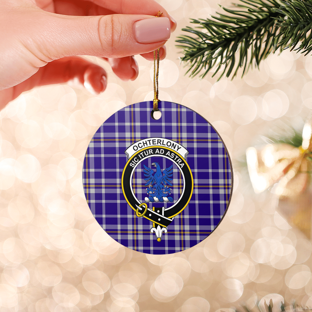 Clan Ochterlony Tartan Crest Round Ceramic Ornament CX91 Ochterlony Tartan Tartan Christmas   