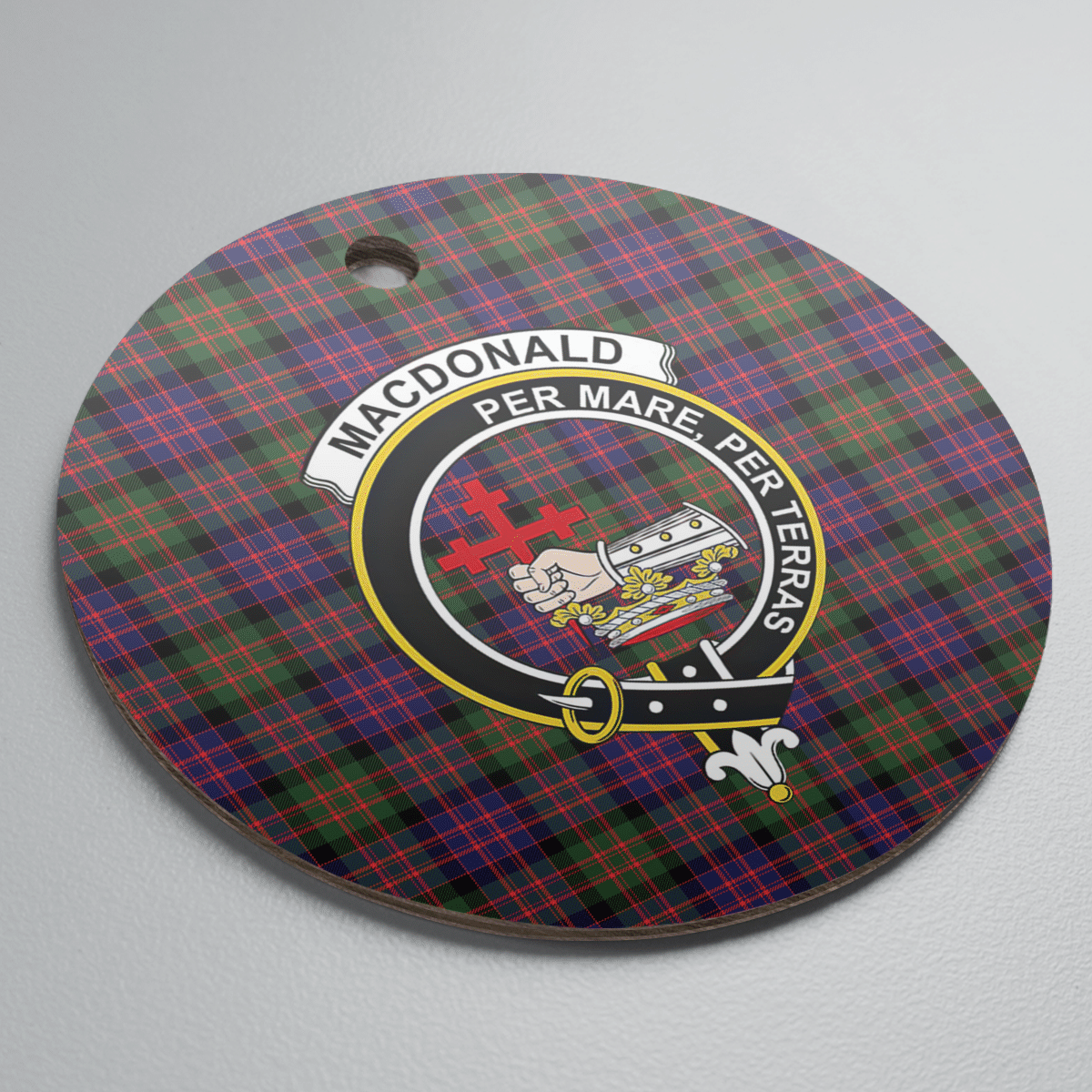 Clan MacDonald Modern Tartan Crest Round Ceramic Ornament KP91 MacDonald Modern Tartan Tartan Christmas   