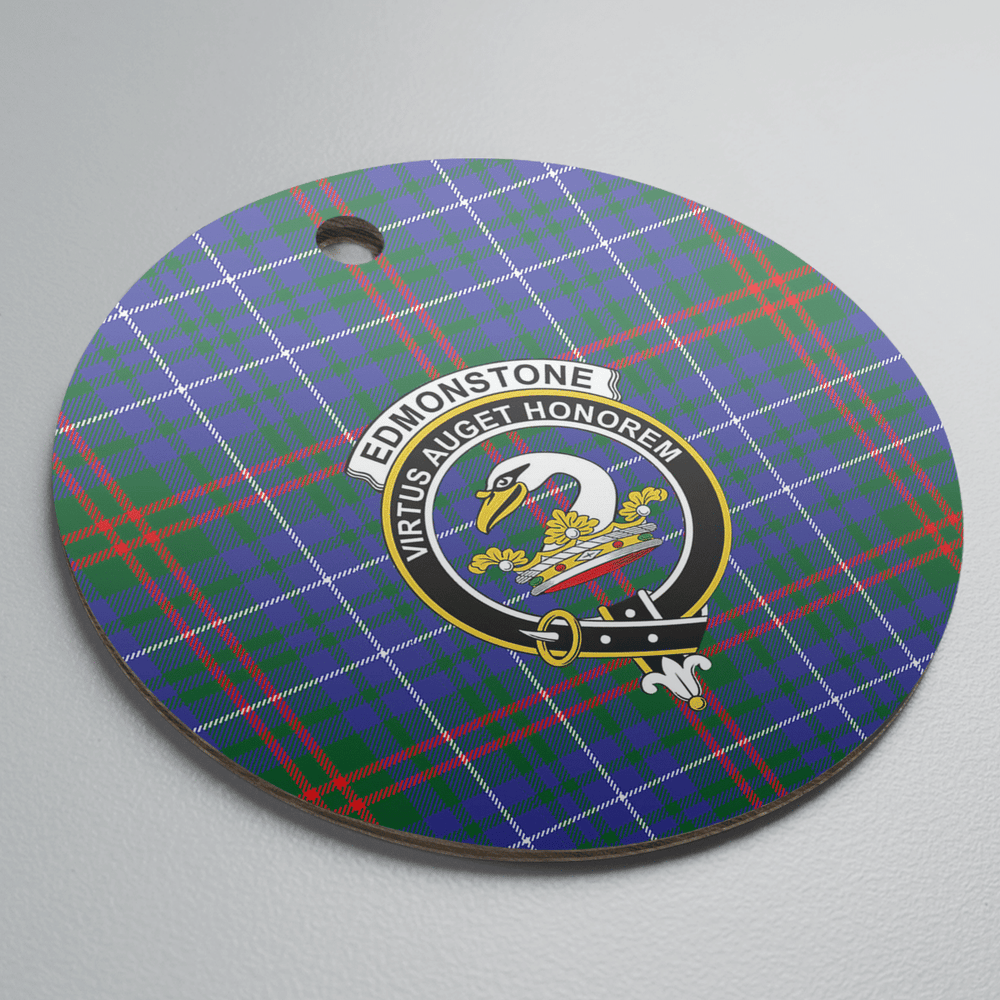 Clan Edmonstone Tartan Crest Round Ceramic Ornament BP74 Edmonstone Tartan Tartan Christmas   