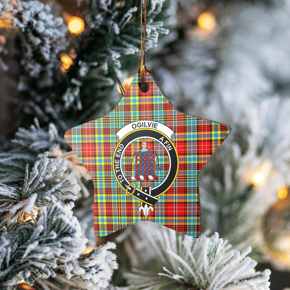 Clan Ogilvie Tartan Crest Star Ceramic Ornament AA39 Ogilvie Tartan Tartan Christmas   