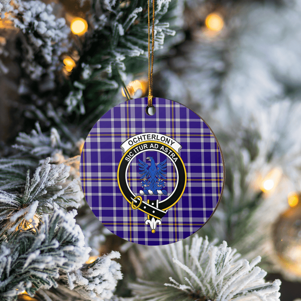 Clan Ochterlony Tartan Crest Round Ceramic Ornament CX91 Ochterlony Tartan Tartan Christmas   