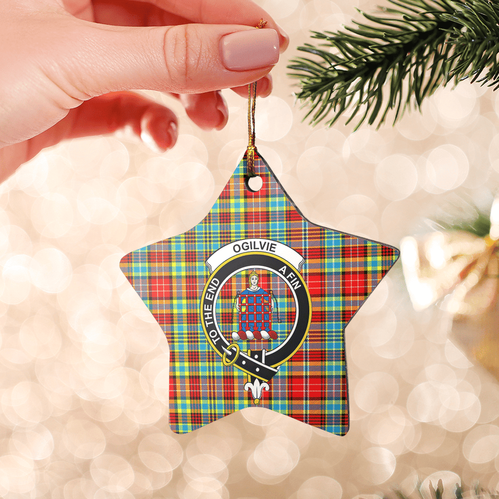 Clan Ogilvie Tartan Crest Star Ceramic Ornament AA39 Ogilvie Tartan Tartan Christmas   