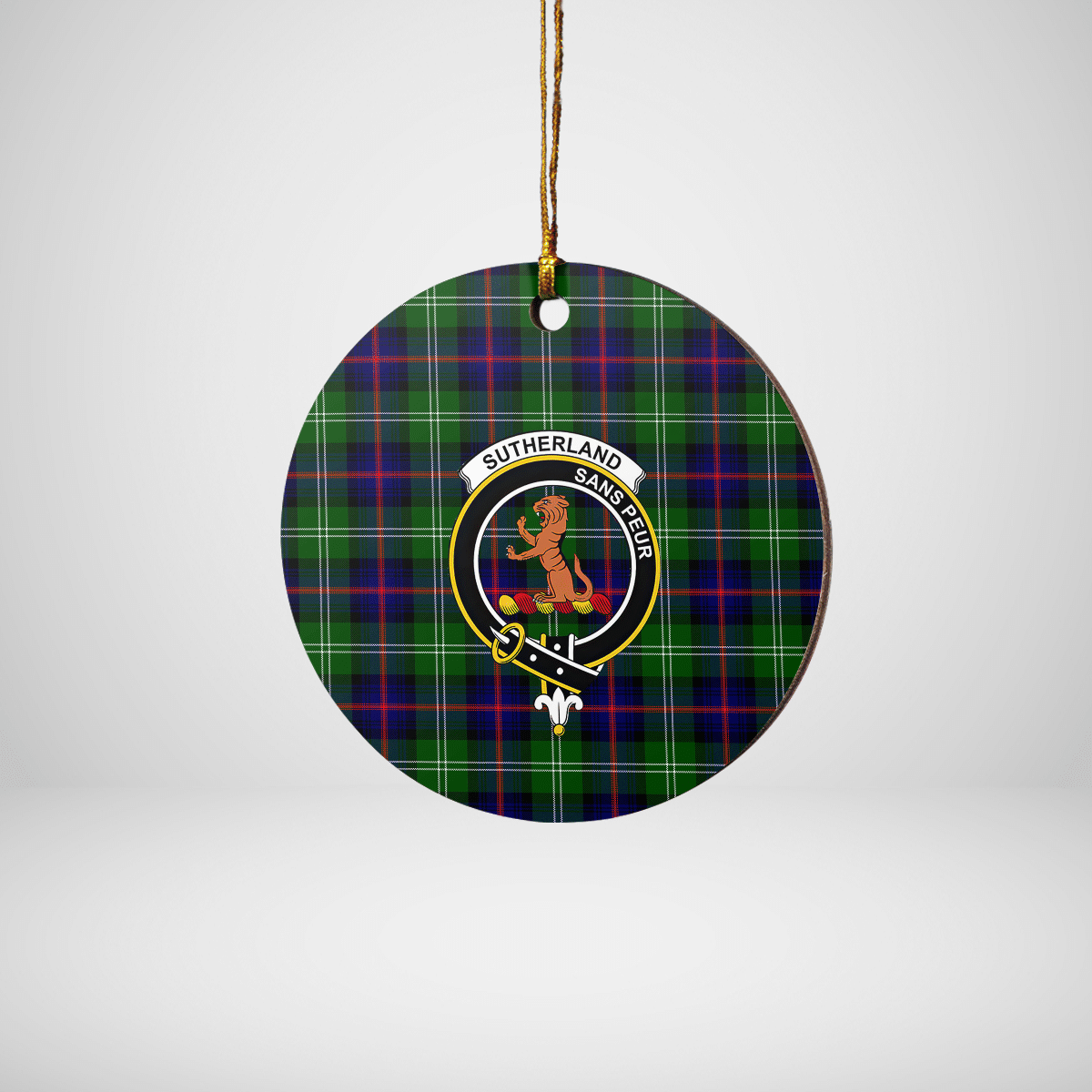 Clan Sutherland Modern Tartan Crest Round Ceramic Ornament JD32 Sutherland Modern Tartan Tartan Christmas   