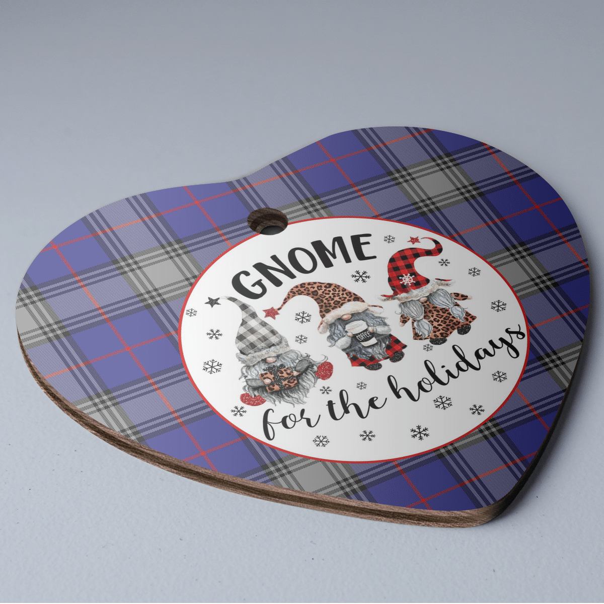 Clan Kinnaird Tartan Tartan Crest Gnome Heart Ceramic Ornament JP51 Kinnaird Tartan Tartan Christmas   