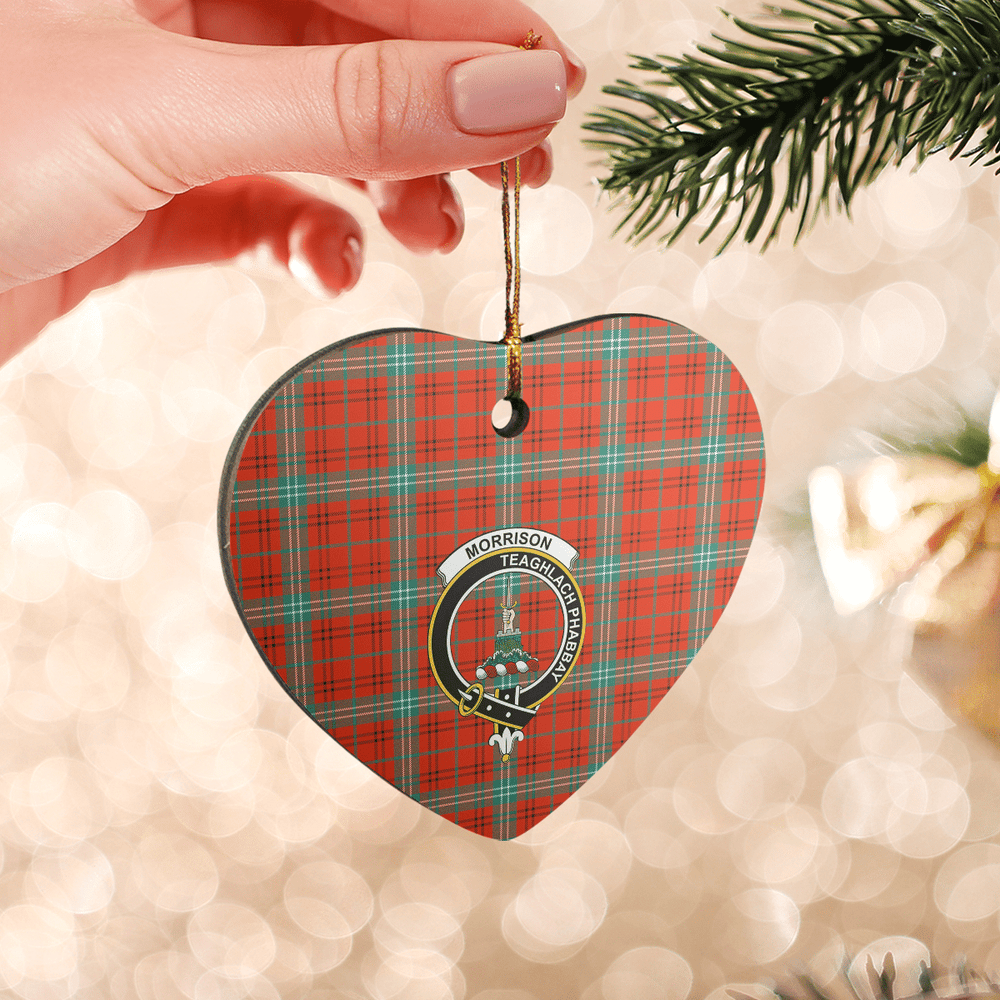 Clan Morrison Red Ancient Tartan Crest Heart Ceramic Ornament IY48 Morrison Red Ancient Tartan Tartan Christmas   