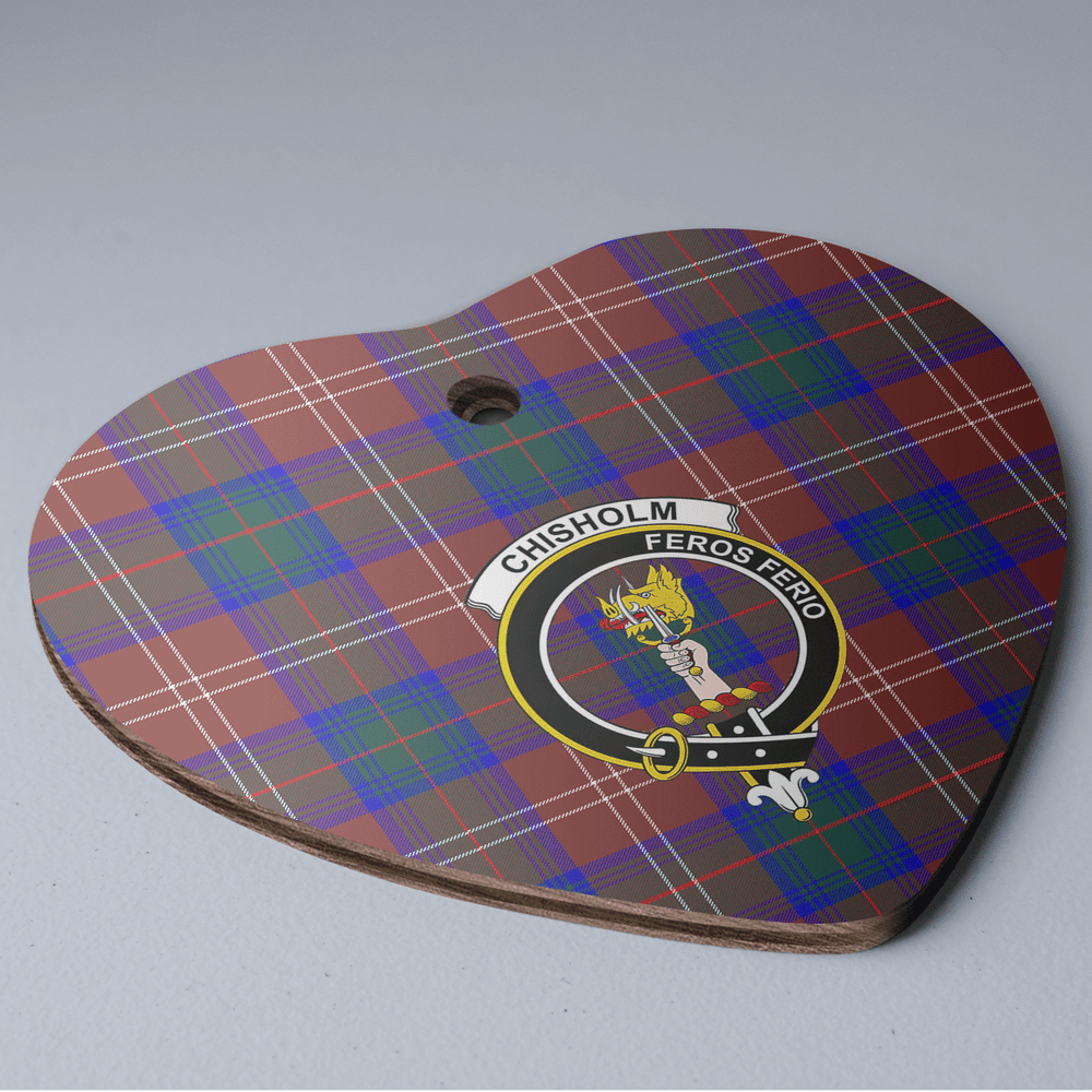 Clan Chisholm Hunting Modern Tartan Crest Heart Ceramic Ornament LU96 Chisholm Hunting Modern Tartan Tartan Christmas   