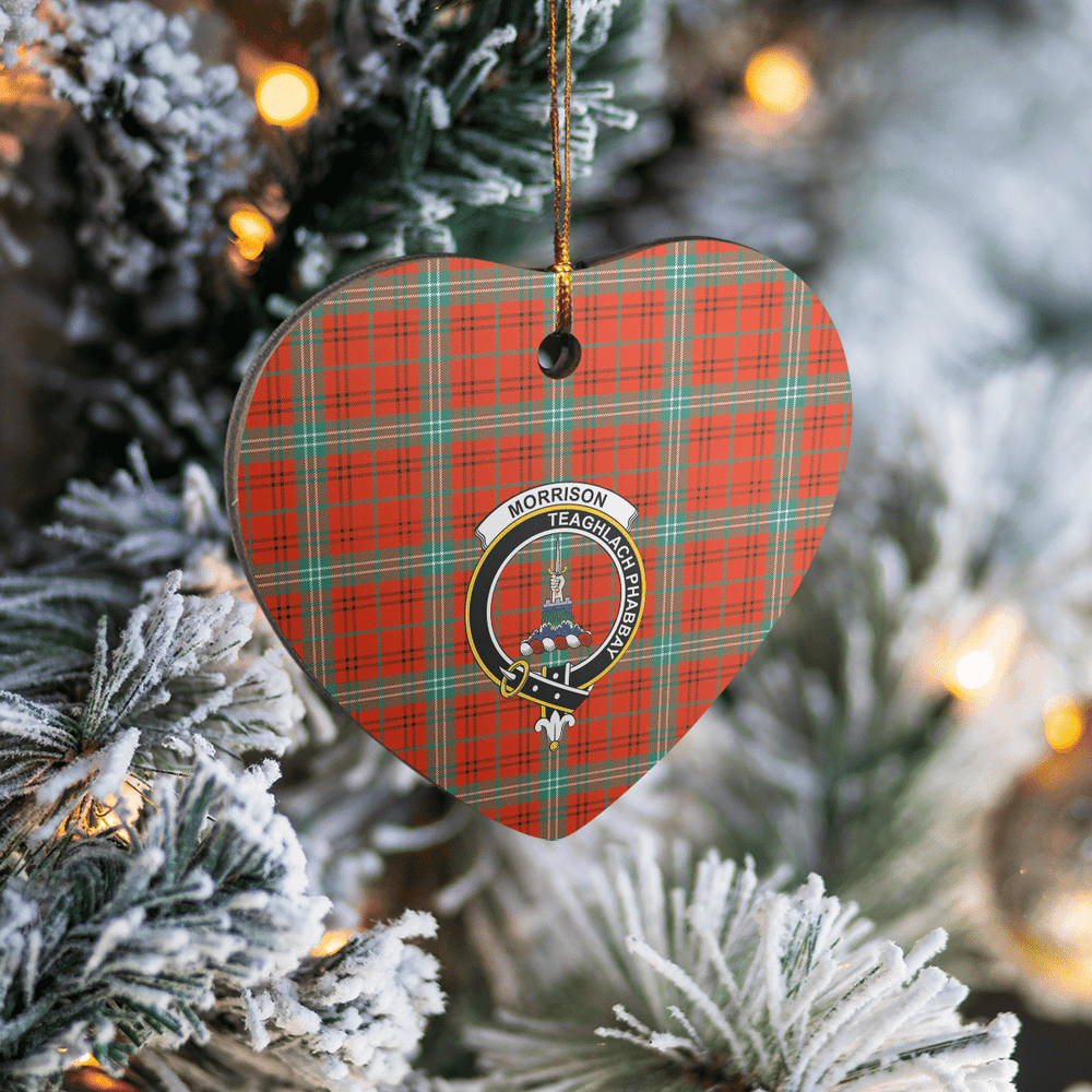 Clan Morrison Red Ancient Tartan Crest Heart Ceramic Ornament IY48 Morrison Red Ancient Tartan Tartan Christmas   