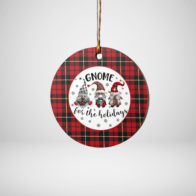 Clan Wallace Hunting Tartan Tartan Crest Gnome Round Ceramic Ornament
