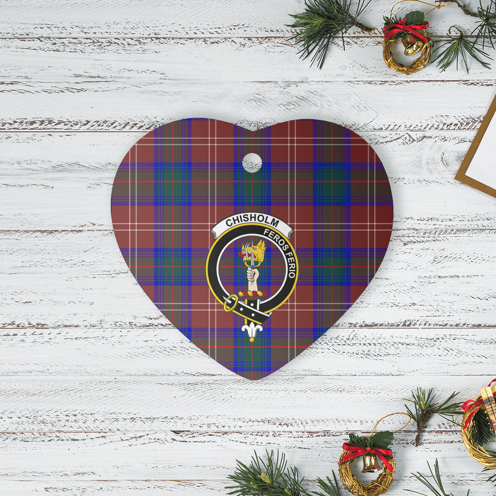 Clan Chisholm Hunting Modern Tartan Crest Heart Ceramic Ornament LU96 Chisholm Hunting Modern Tartan Tartan Christmas   