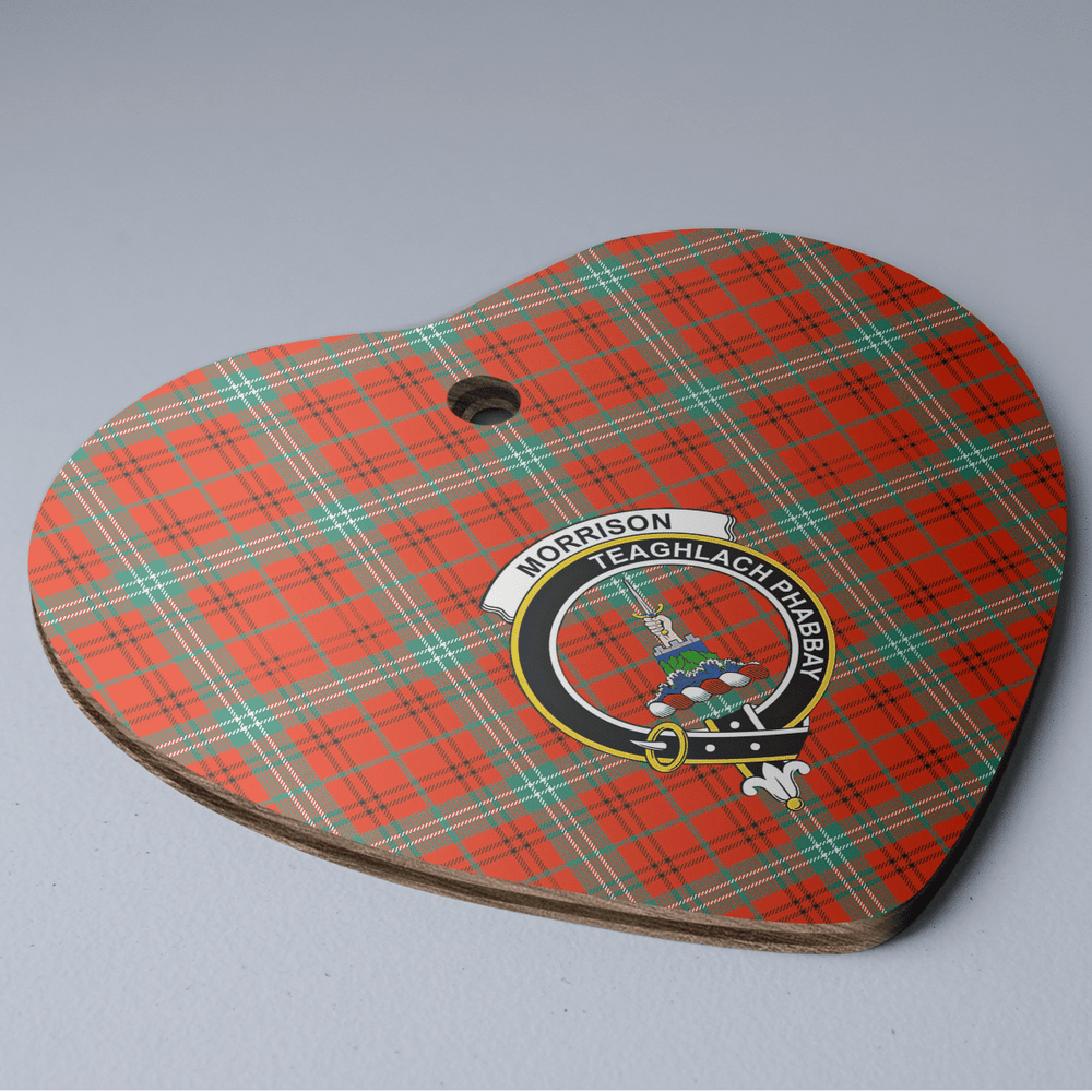 Clan Morrison Red Ancient Tartan Crest Heart Ceramic Ornament IY48 Morrison Red Ancient Tartan Tartan Christmas   