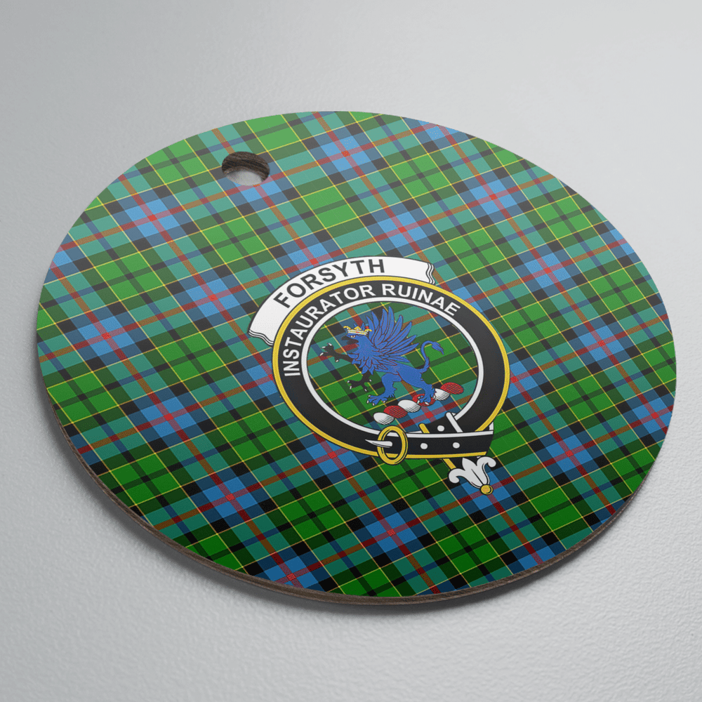 Clan Forsyth Tartan Crest Round Ceramic Ornament SZ87 Forsyth Tartan Tartan Christmas   