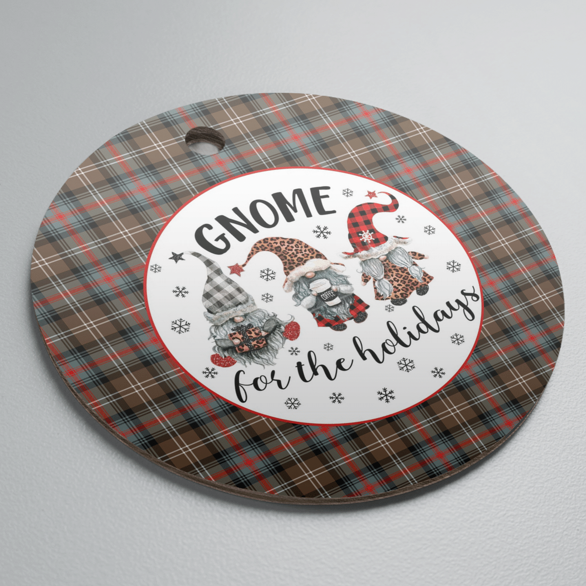 Clan Sutherland Weathered Tartan Tartan Crest Gnome Round Ceramic Ornament OK73 Sutherland Weathered Tartan Tartan Christmas   