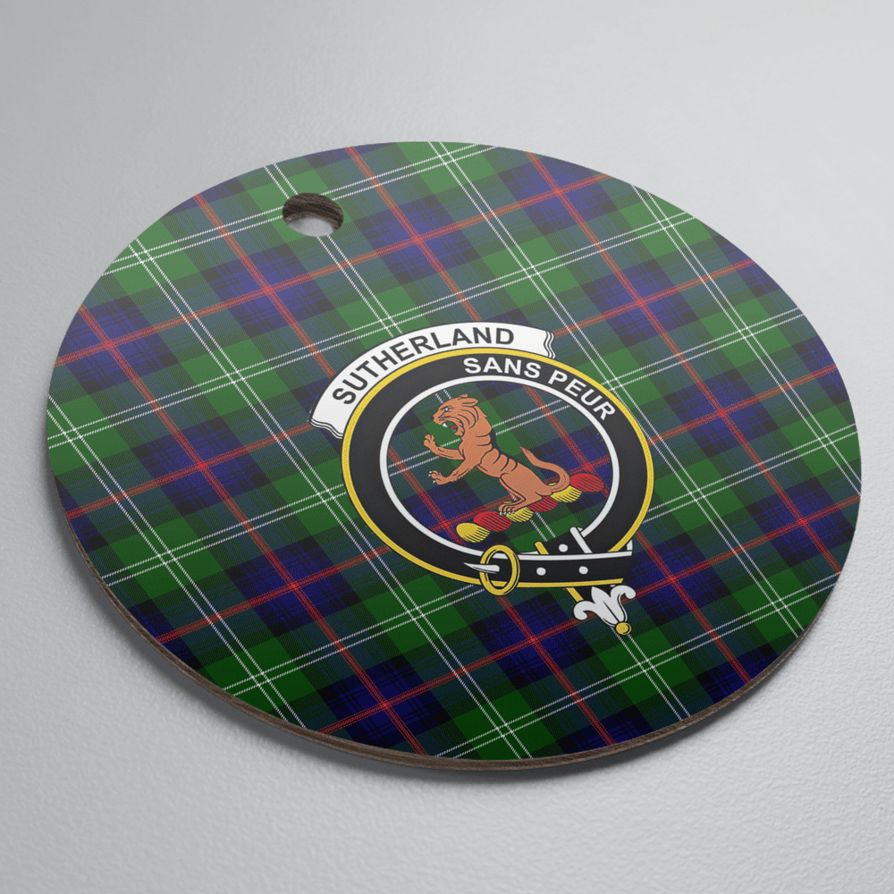 Clan Sutherland Modern Tartan Crest Round Ceramic Ornament JD32 Sutherland Modern Tartan Tartan Christmas   