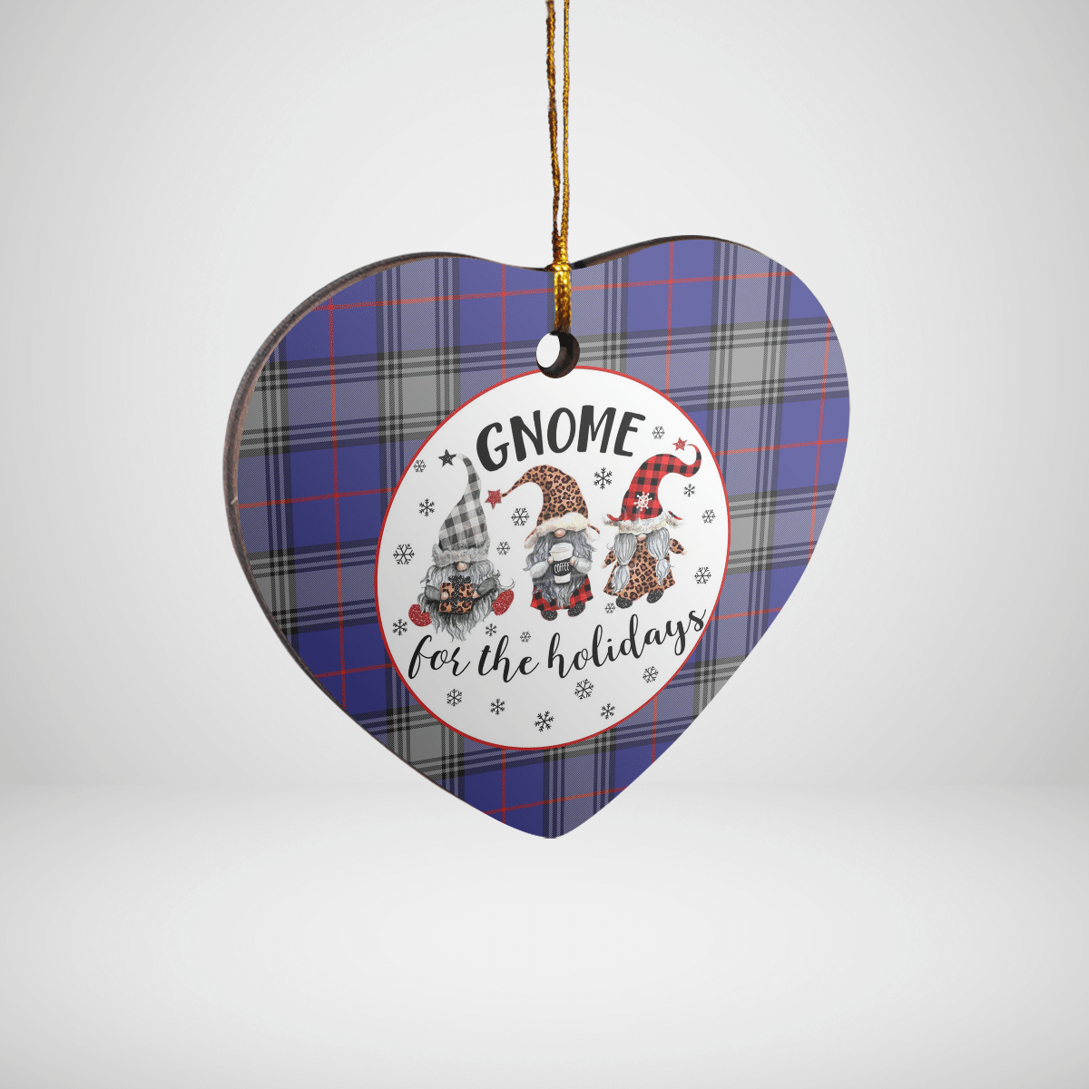 Clan Kinnaird Tartan Tartan Crest Gnome Heart Ceramic Ornament JP51 Kinnaird Tartan Tartan Christmas   