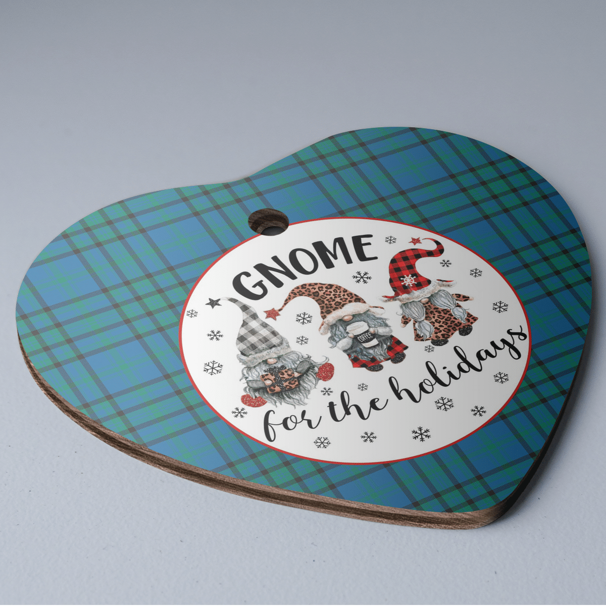 Clan Matheson Hunting Ancient Tartan Tartan Crest Gnome Heart Ceramic Ornament YN74 Matheson Hunting Ancient Tartan Tartan Christmas   