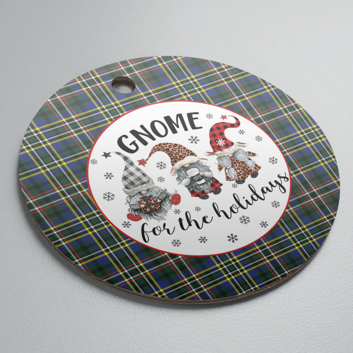 Clan Scott Green Modern Tartan Tartan Crest Gnome Round Ceramic Ornament BS41 Scott Green Modern Tartan Tartan Christmas   