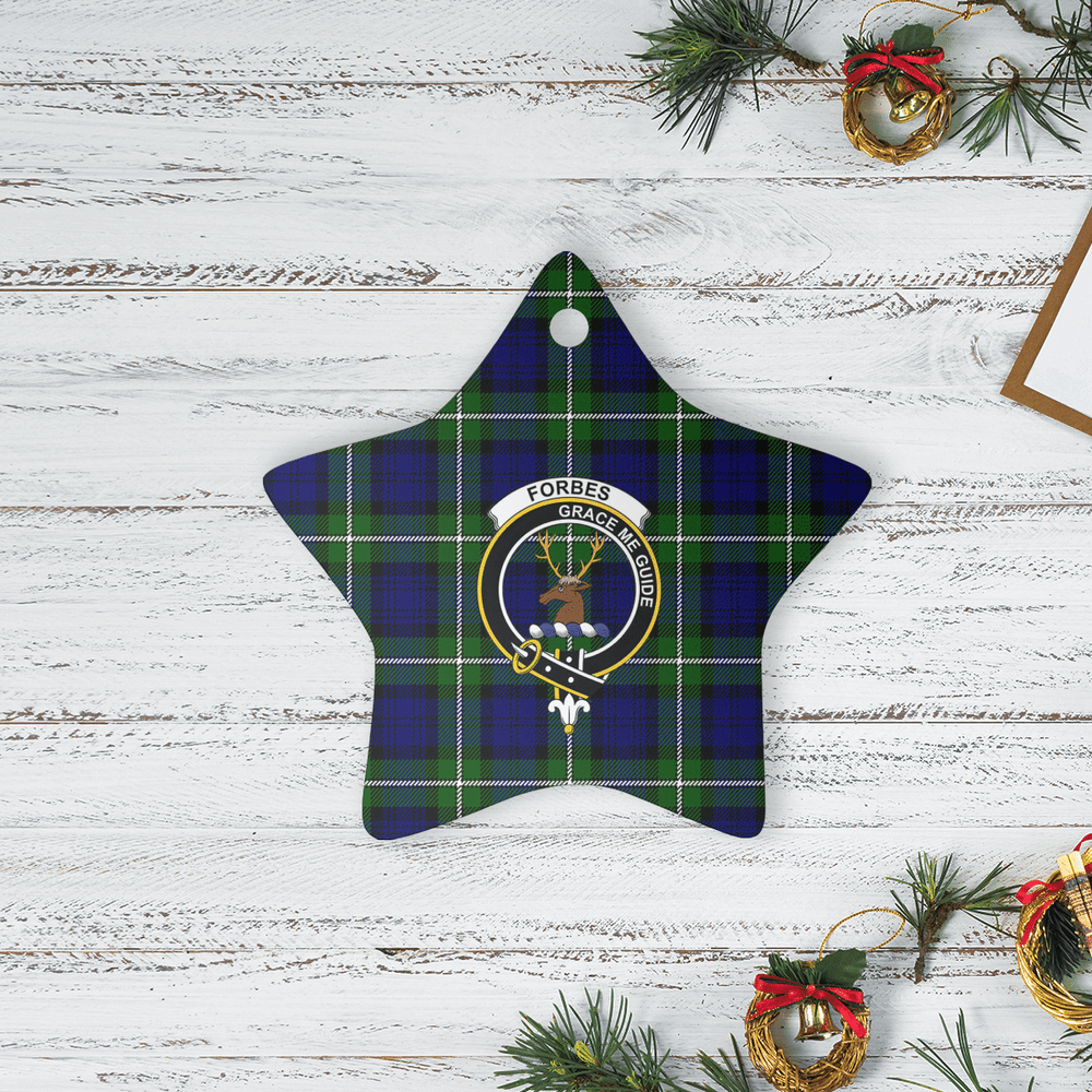 Clan Forbes Modern Tartan Crest Star Ceramic Ornament AS75 Forbes Modern Tartan Tartan Christmas   