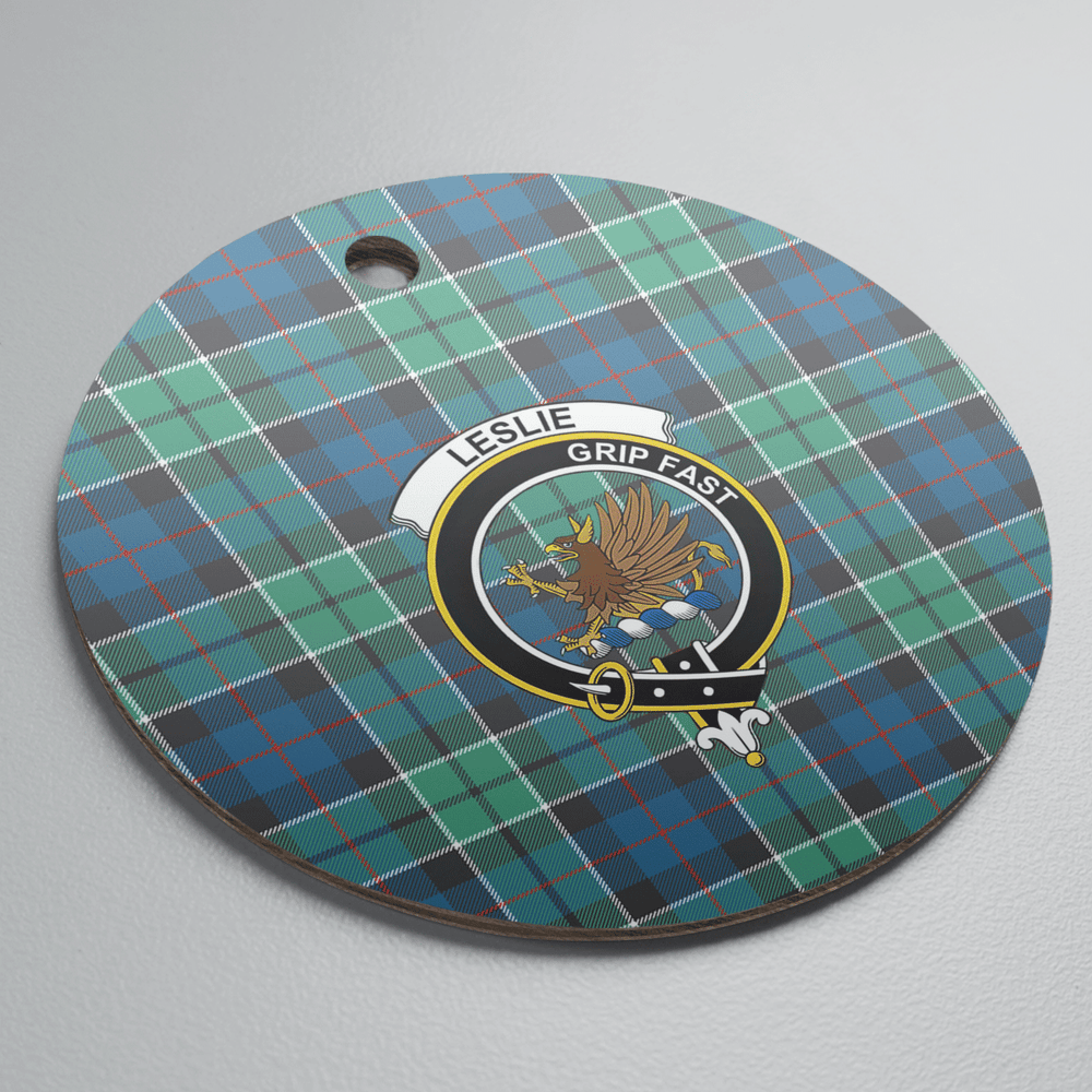 Clan Leslie Hunting Ancient Tartan Crest Round Ceramic Ornament CK71 Leslie Hunting Ancient Tartan Tartan Christmas   