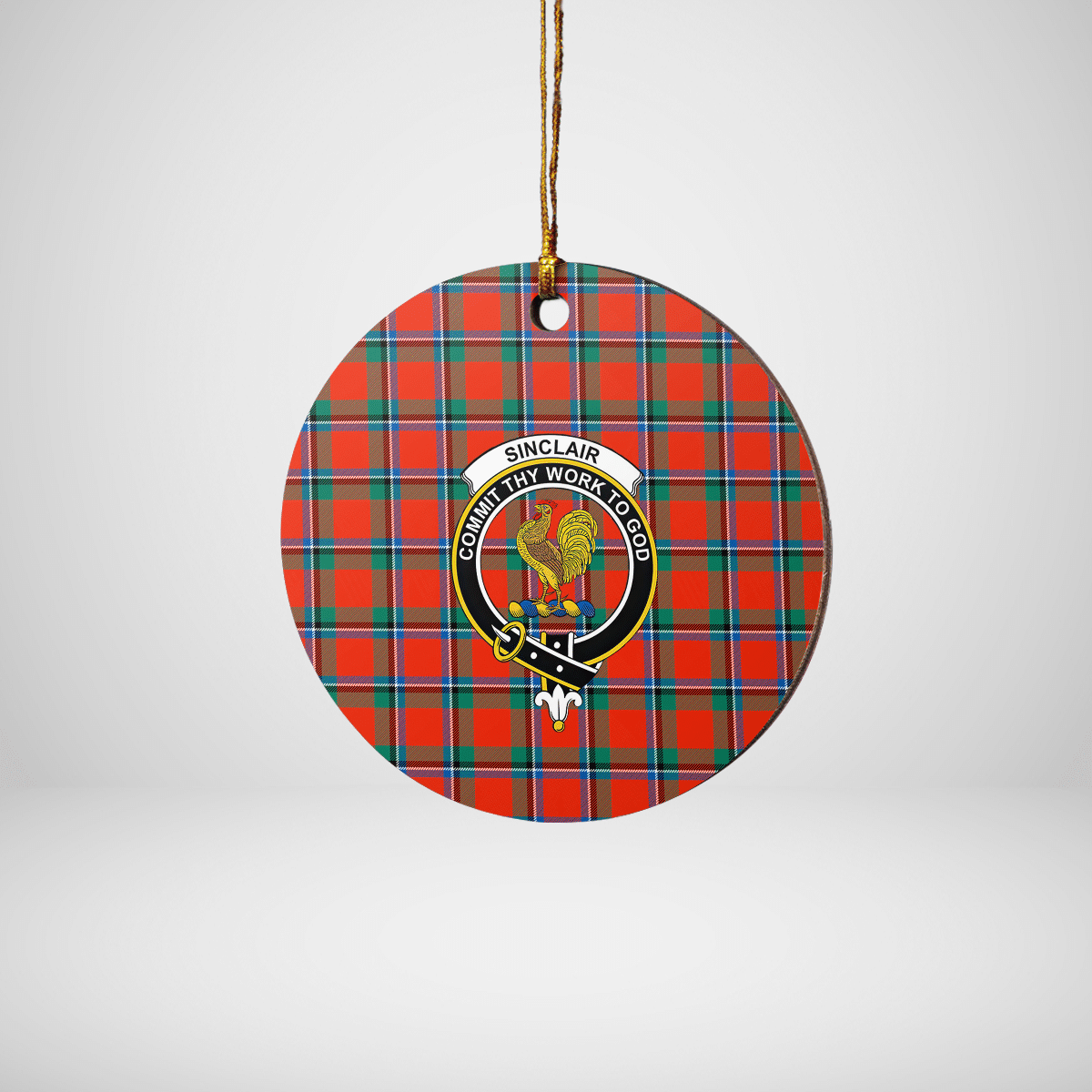 Clan Sinclair Ancient Tartan Crest Round Ceramic Ornament NO72 Sinclair Ancient Tartan Tartan Christmas   