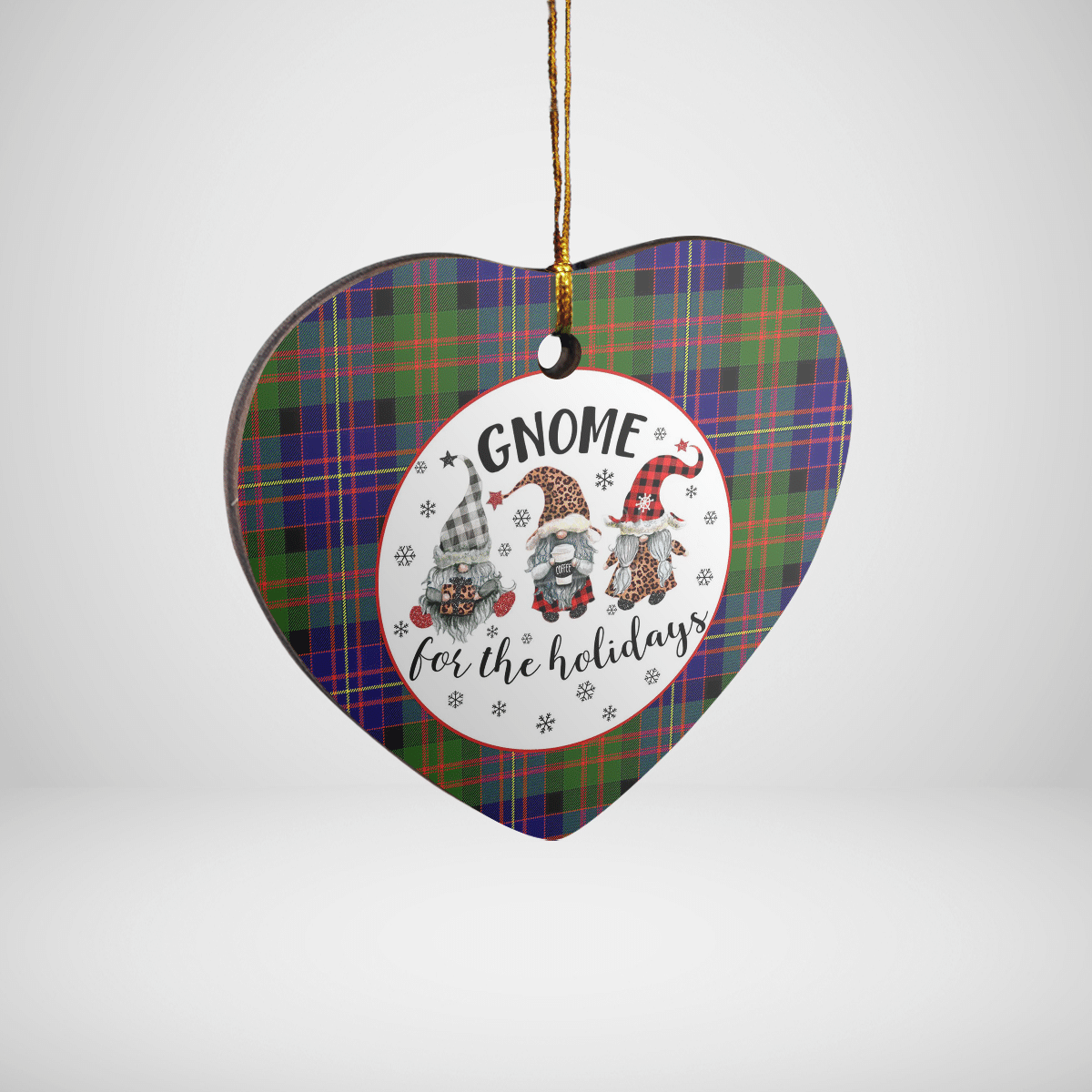 Clan Chalmer Tartan Tartan Crest Gnome Heart Ceramic Ornament QI52 Chalmer Tartan Tartan Christmas   
