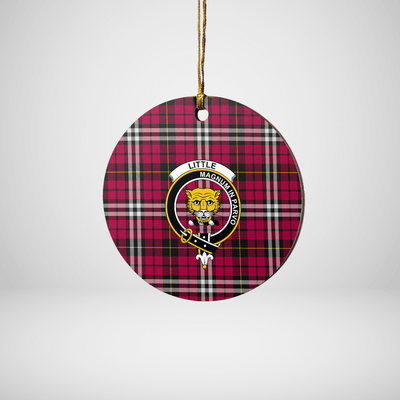 Clan Little Tartan Crest Round Ceramic Ornament