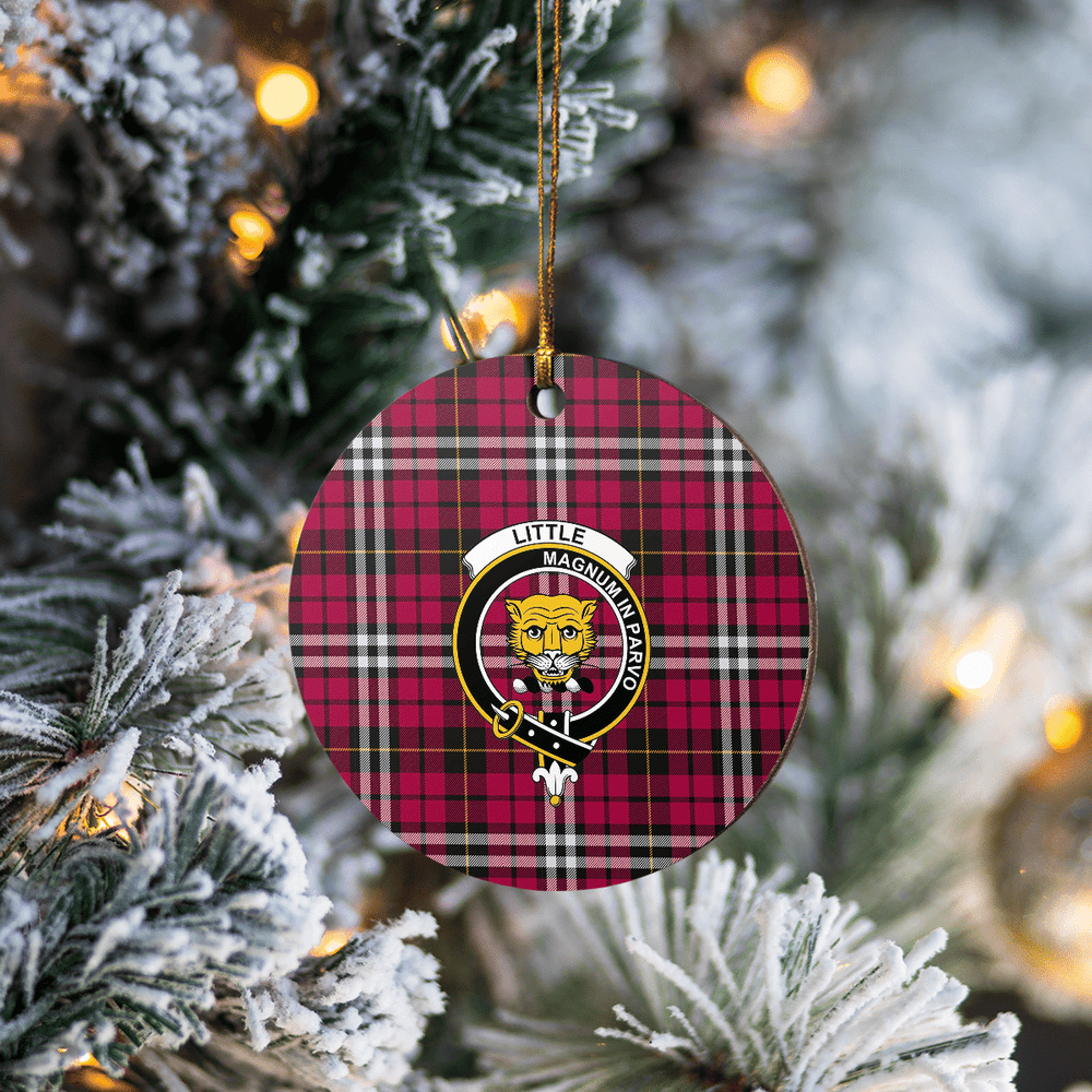 Clan Little Tartan Crest Round Ceramic Ornament UR62 Little Tartan Tartan Christmas   