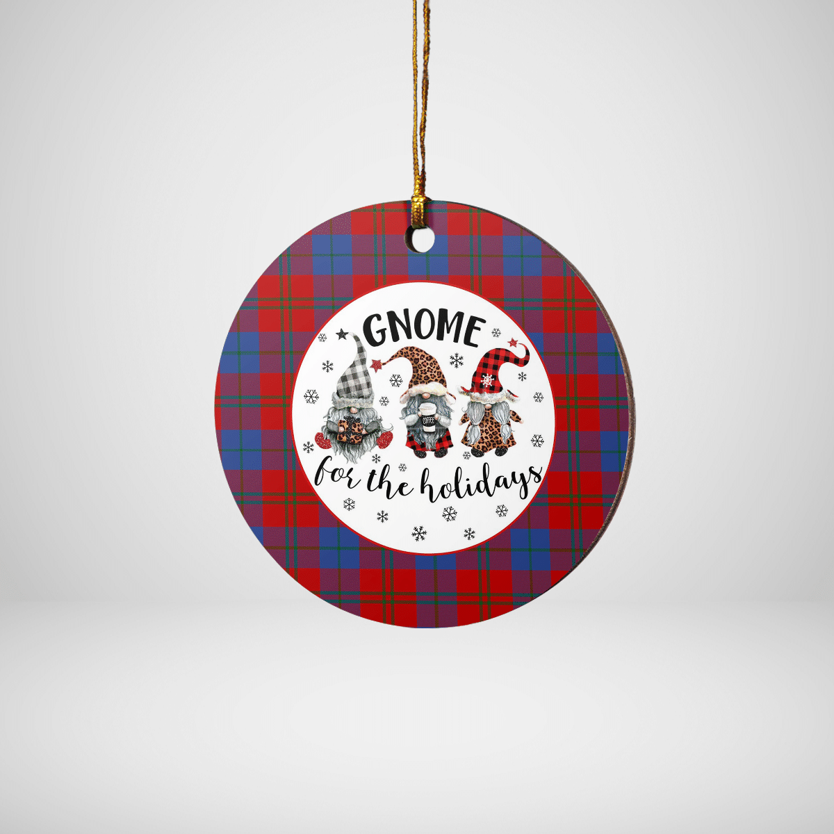 Clan Witherspoon Tartan Tartan Crest Gnome Round Ceramic Ornament PY73 Witherspoon Tartan Tartan Christmas   