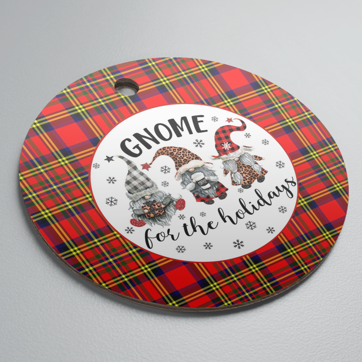 Clan Hepburn Tartan Tartan Crest Gnome Round Ceramic Ornament MF74 Hepburn Tartan Tartan Christmas   